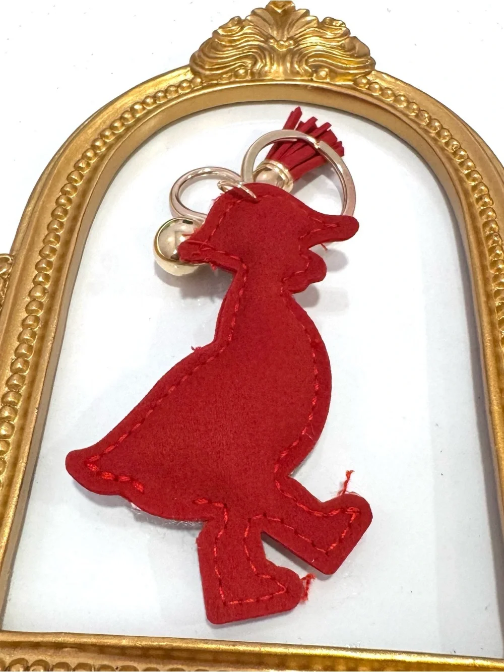 New Crystal Embellished Red Goose Keychain  Charm